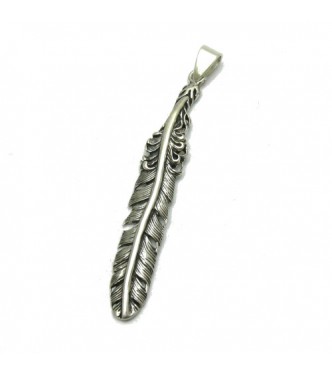 PE001243 Stylish sterling silver pendant solid 925 Feather Empress